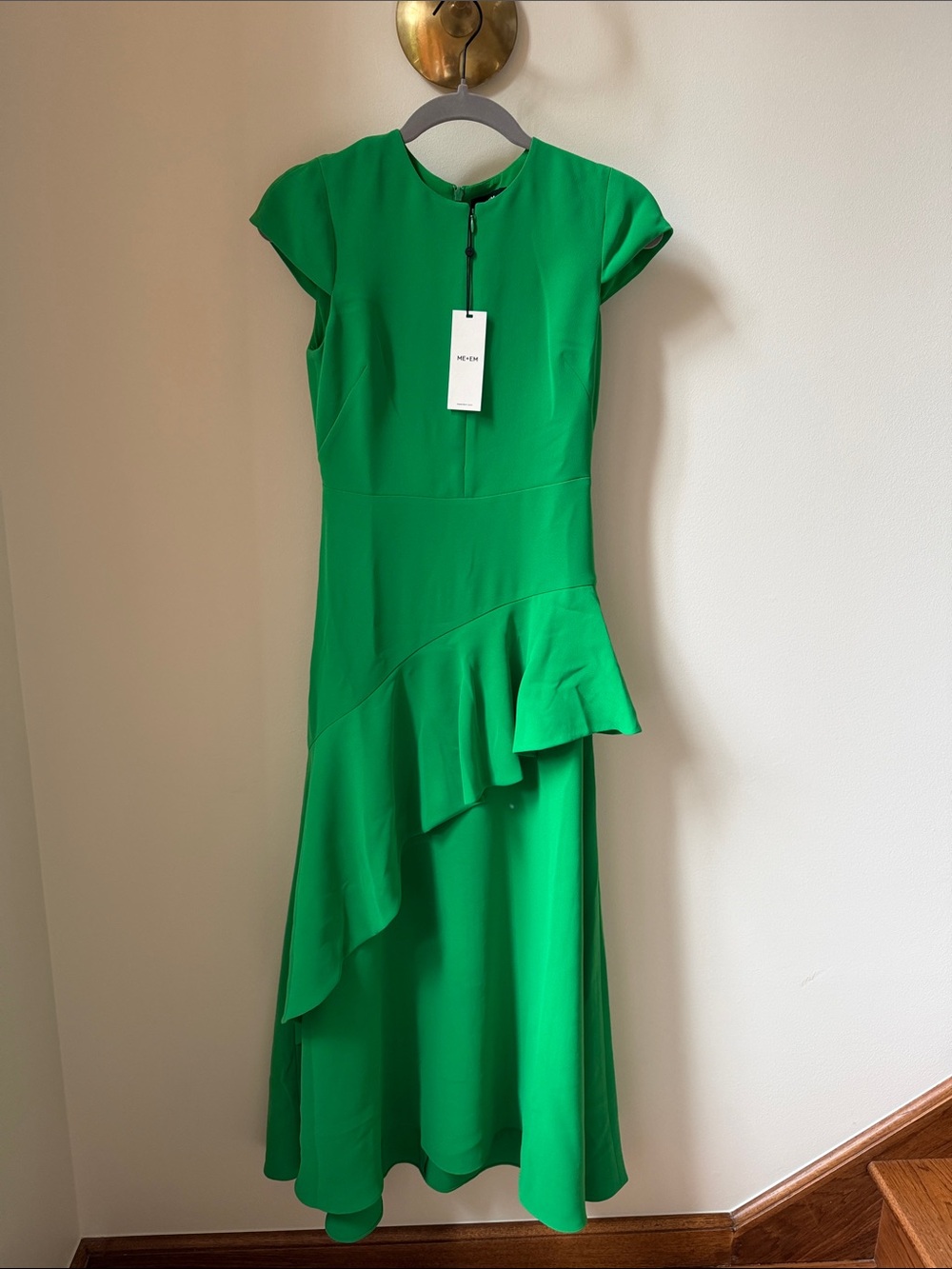 ME+EM Emerald Green Asymmetric Ruffle Maxi Dress